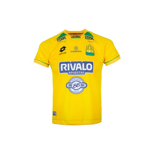 Camiseta Lotto Niños Atlético Bucaramanga Local con patrocinios 2025.