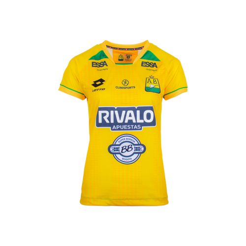 Camiseta Lotto Mujer Atlético Bucaramanga Local con patrocinios 2025.